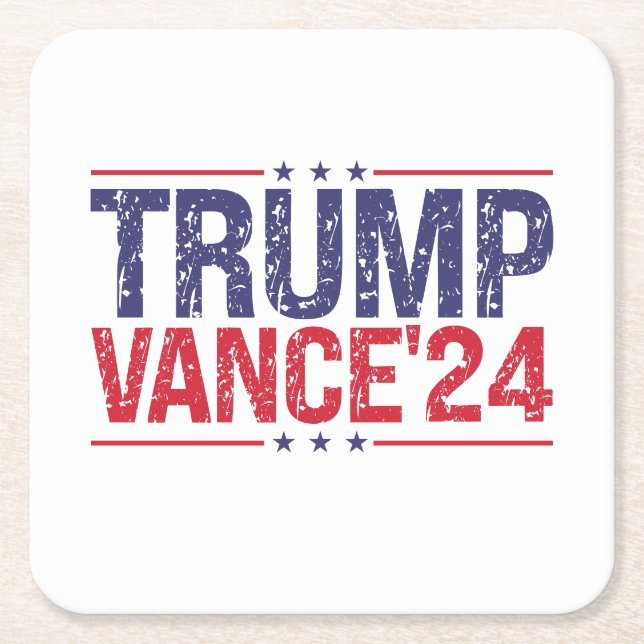 Trump Vance 2024  Square Paper Coaster (Front)