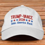 Trump Vance 2024 Take America Back Patriotic Star Embroidered Baseball Cap