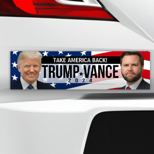 Trump Vance 2024 Take America Back Quote Photo Bumper Sticker
