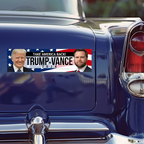 Trump Vance 2024 Take America Back Quote Photo Bumper Sticker