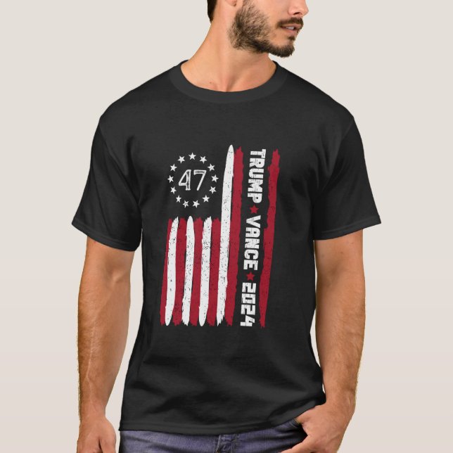 Trump Vance 2024 Take America Back USA Flag T Shir T-Shirt (Front)