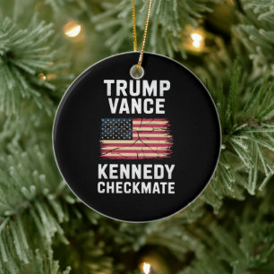 Trump Vance 2024 Trump Vance Kennedy Checkmate Ceramic Ornament