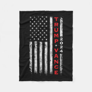 Trump Vance 2024 Vintage Subdued Vertical Flag Fleece Blanket