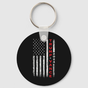 Trump Vance 2024 Vintage Subdued Vertical Flag  Keychain