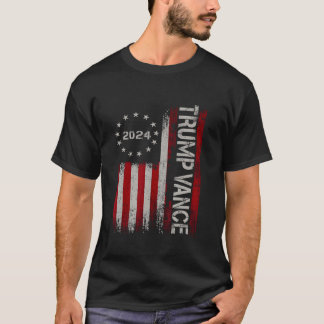 Trump Vance 2024 Vintage Subdued Vertical Flag T S T-Shirt