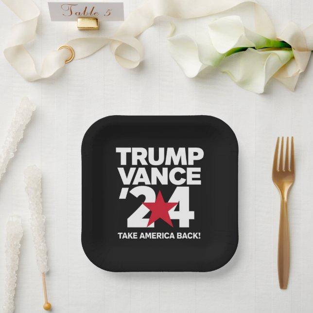 Trump Vance 2024 Vote Trump 2024 Election Paper Plates (Wedding)