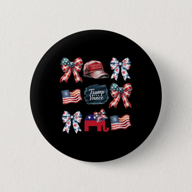 Trump Vance Bow Coquette Vote Presidential 2025 El Button (Front)