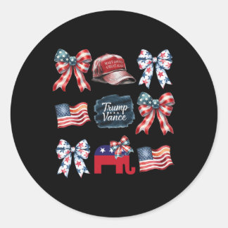 Trump Vance Bow Coquette Vote Presidential 2025 El Classic Round Sticker