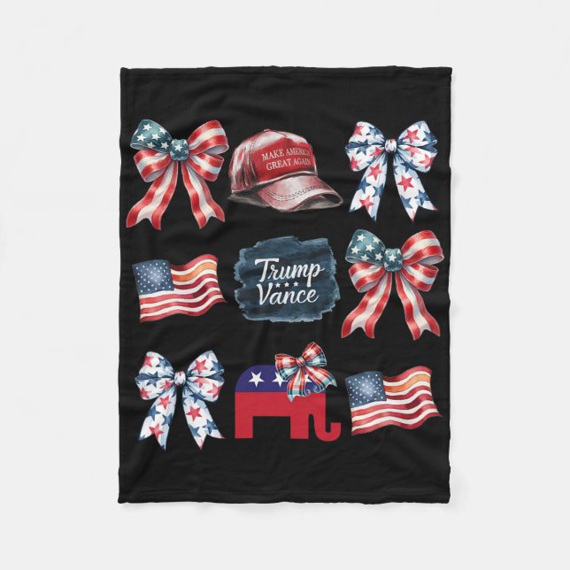 Trump Vance Bow Coquette Vote Presidential 2025 El Fleece Blanket (Front)