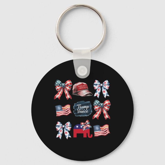 Trump Vance Bow Coquette Vote Presidential 2025 El Keychain (Front)