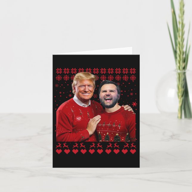 Trump Vance Brothers Funny Red Ugly Christmas Xmas Card (Front)
