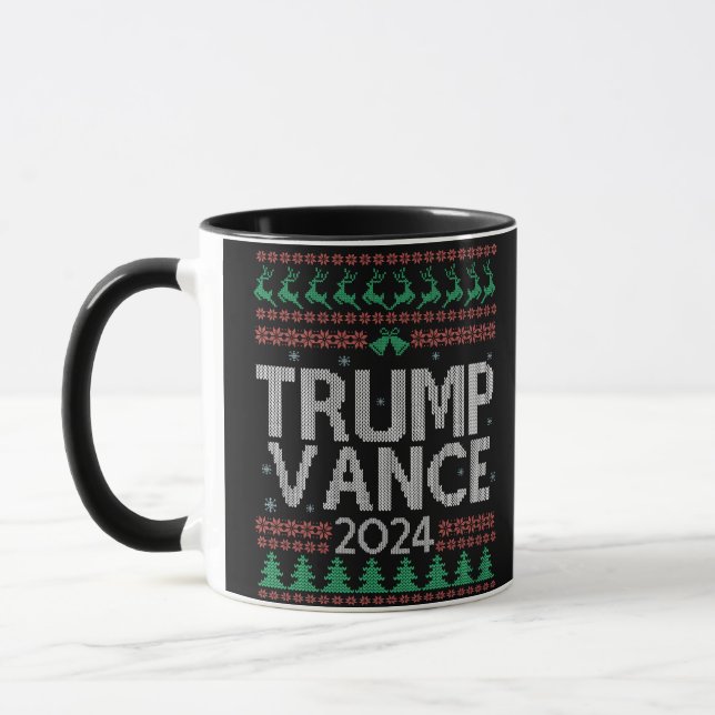 Trump Vance Christmas Ugly Xmas Sweater Election Mug (Left)
