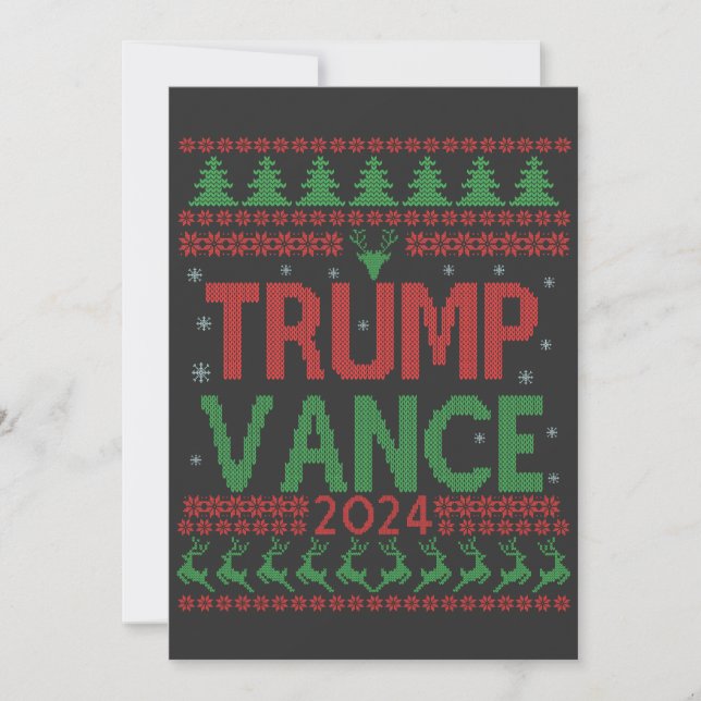Trump Vance Election Ugly Christmas Sweater Thank You Card (Front)