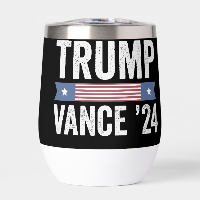 Trump Vance Election Ugly Christmas Sweater Thermal Wine Tumbler (Front)