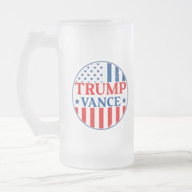 Trump Vance Frosted Glass Beer Mug (Left)