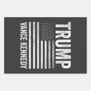 Trump Vance Kennedy Election 2024 American Flag Wrapping Paper Sheets