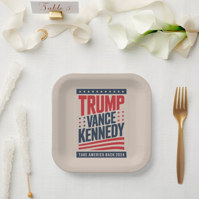 Trump Vance Kennedy Take America Back 2024  Paper Plates (Wedding)