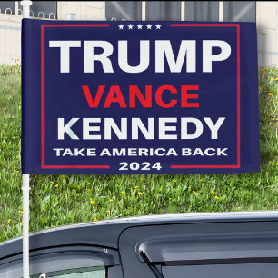 Trump Vance Kennedy Take America Back Again Blue Car Flag