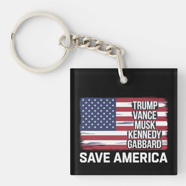 Trump Vance Musk Kennedy Gabbard 2024 Save America Keychain (Front)