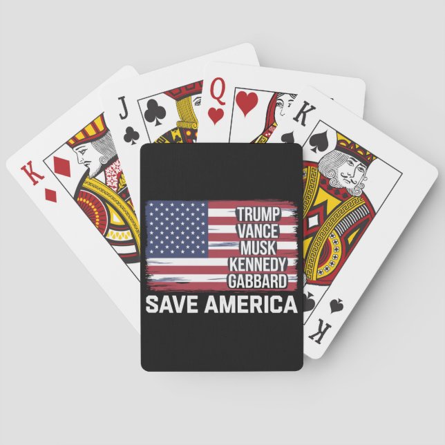 Trump Vance Musk Kennedy Gabbard 2024 Save America Poker Cards (Back)