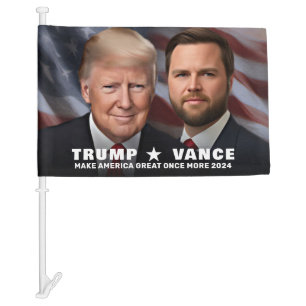 Trump Vance Photo 2024 Campaign Rally Car Flag