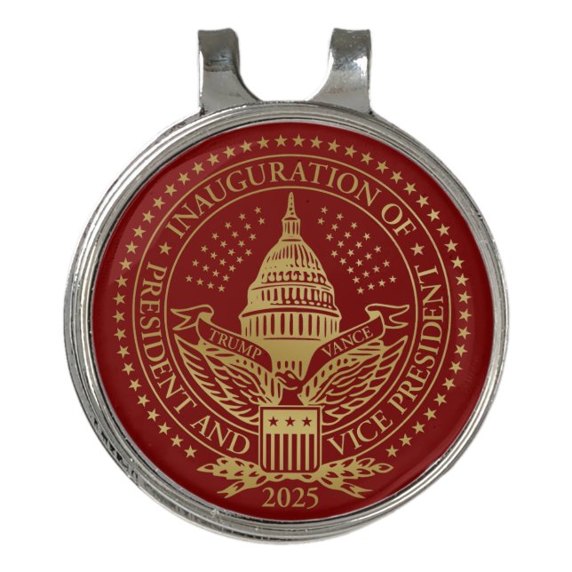 Trump Vance President Inaugural Logo Inauguration Golf Hat Clip (Front)