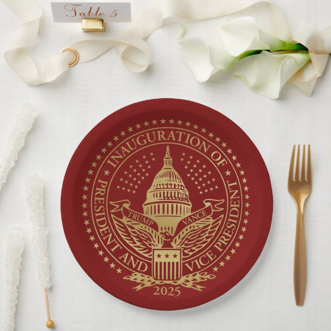 Trump Vance President Inaugural Logo Inauguration Paper Plates (Wedding)