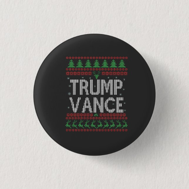 Trump Vance Republican Ugly Christmas Sweater Xmas Button (Front)