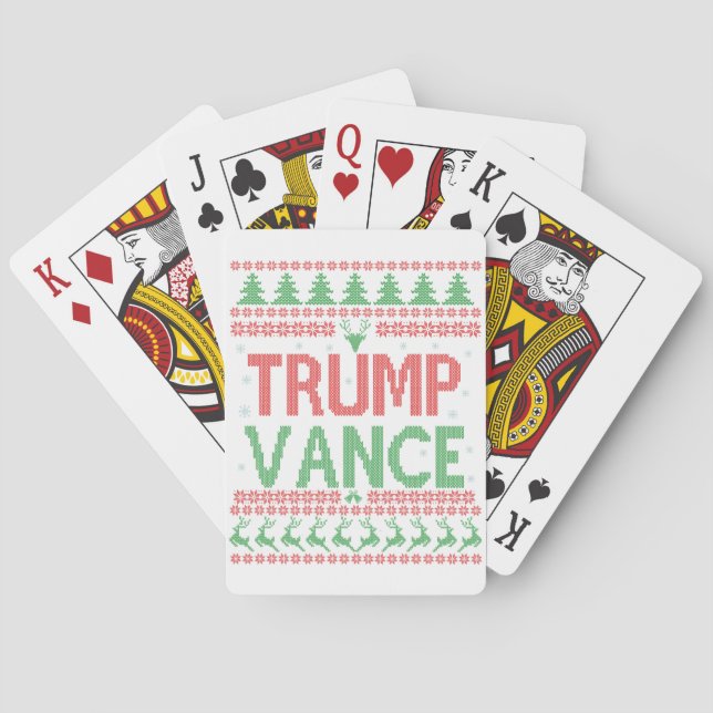 Trump Vance Republican Ugly Christmas Sweater Xmas Poker Cards (Back)