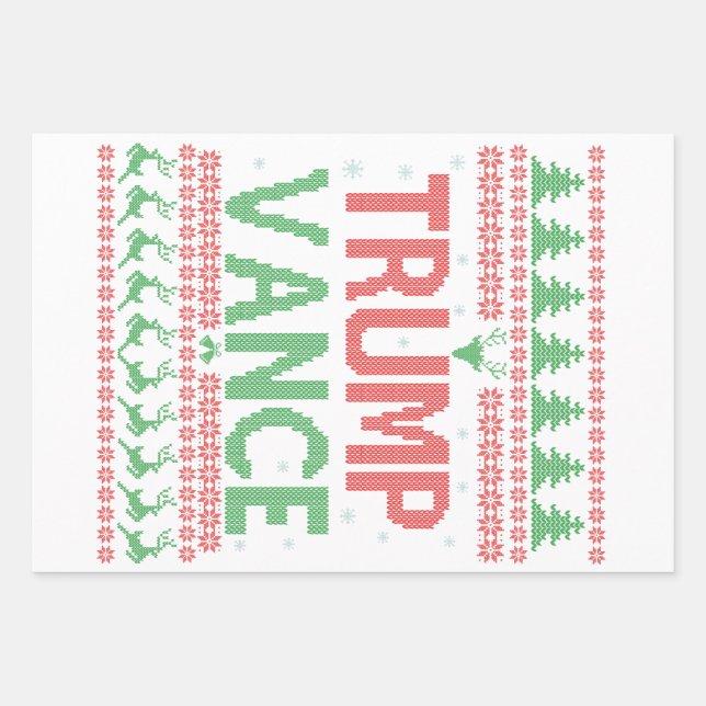 Trump Vance Republican Ugly Christmas Sweater Xmas Wrapping Paper Sheets (Front)