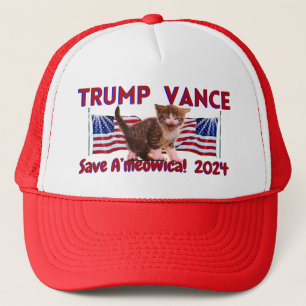 TRUMP Vance Save A'meowica! Cute Cat Trucker Hat