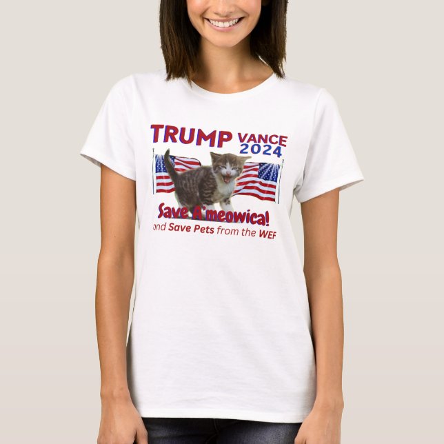 Trump Vance Save Ameowica from WEF T-Shirt (Front)