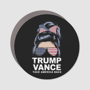 Trump Vance Take America Back Messy Bun Girl Car Magnet