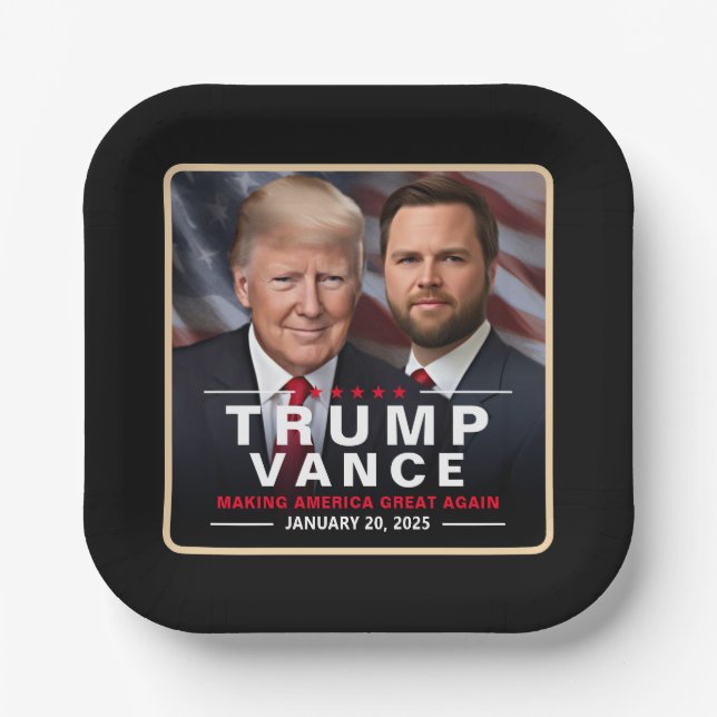 Trump Vance Victory Inauguration Day Collector's Paper Plates (Front)