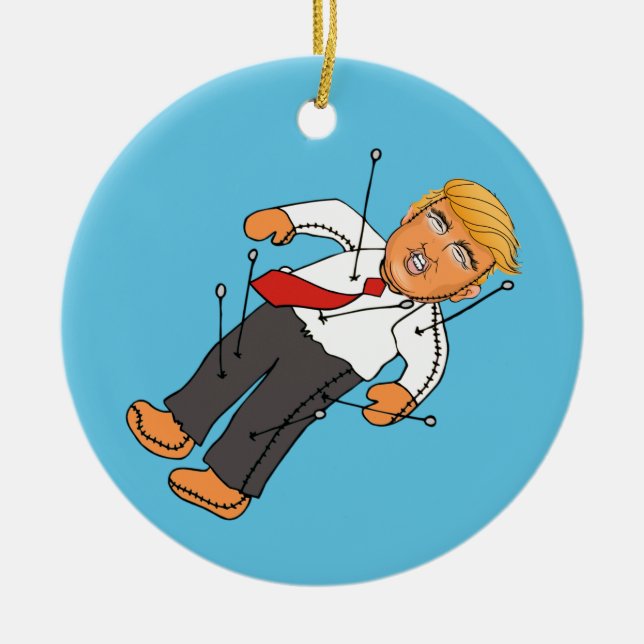 TRUMP VOODOO DOLL CERAMIC ORNAMENT (Front)