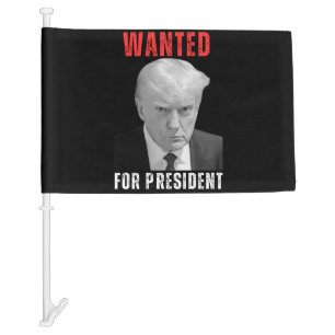 Trump  Wanted For President Car Flag