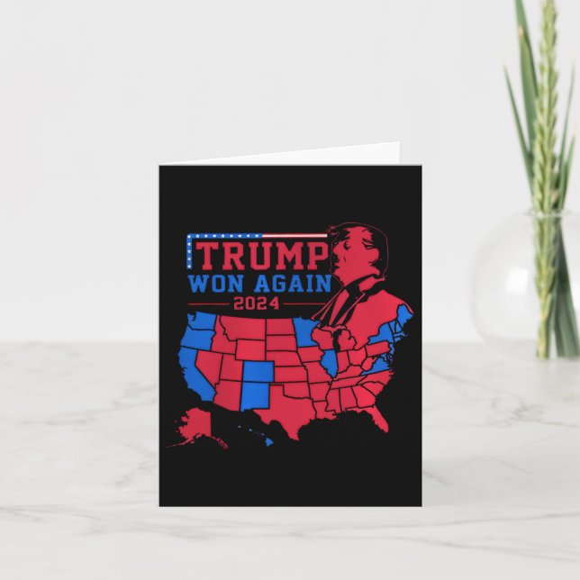 Trump Wins Again Red Wave Map Of Usa In The 2024  Card (Front)