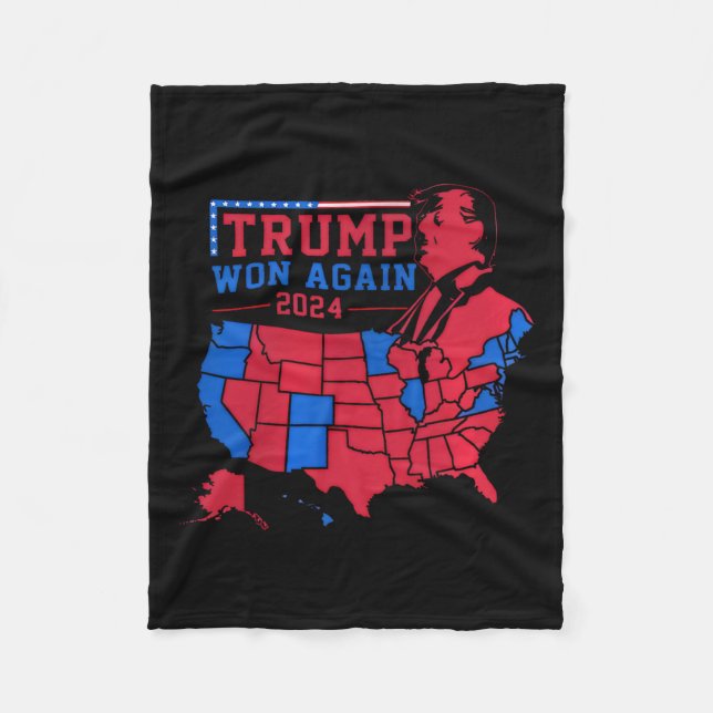 Trump Wins Again Red Wave Map Of Usa In The 2024  Fleece Blanket (Front)
