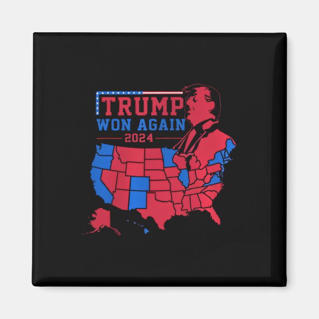 Trump Wins Again Red Wave Map Of Usa In The 2024  Magnet (Front)