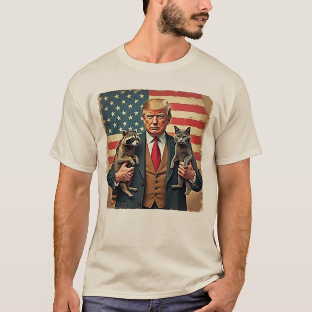 Trump with a Cat Raccoon Shirt – Funny trendy Gift (Front)
