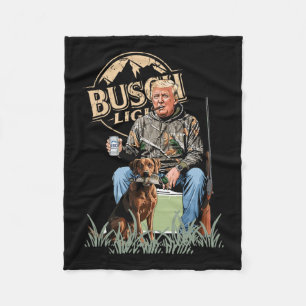 Trump With Dog Duck Waterfowl Hunting Camo Preside Fleece Blanket
