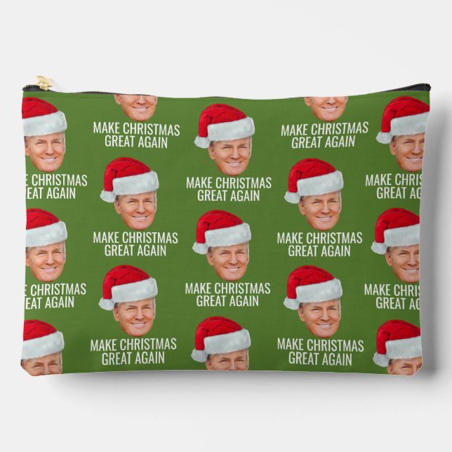 Trump with Santa Hat - Make Christmas Great Again Accessory Pouch (Front)