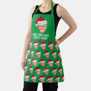 Trump with Santa Hat - Make Christmas Great Again Apron
