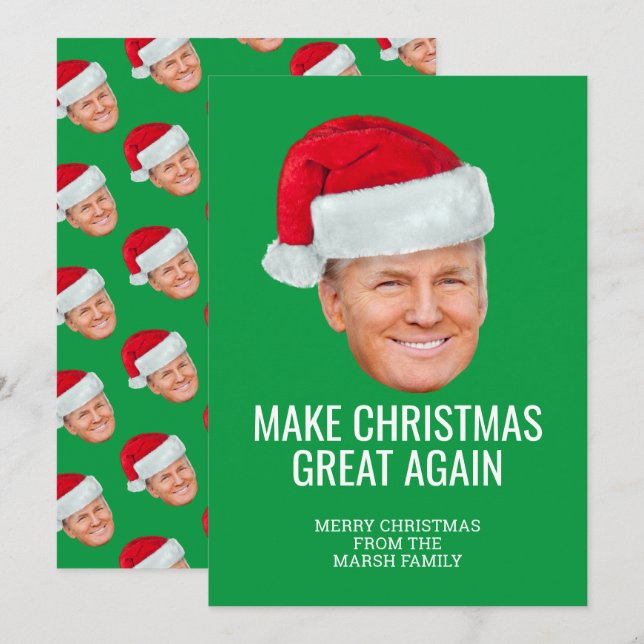 Trump with Santa Hat - Make Christmas Great Again Card (Front/Back)