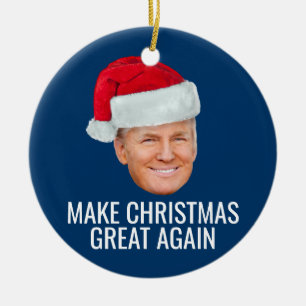 Trump with Santa Hat - Make Christmas Great Again Ceramic Ornament