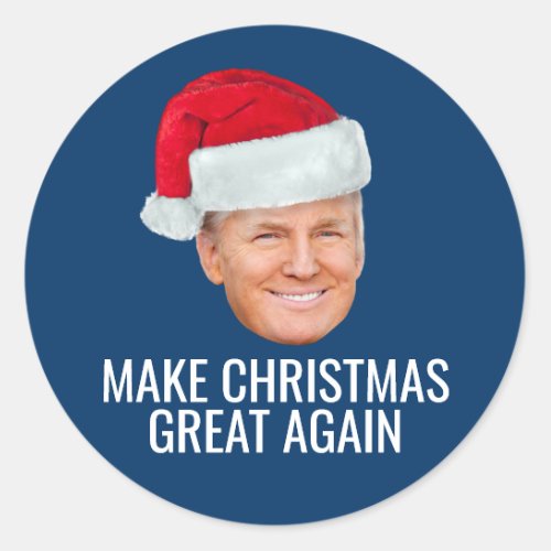 Trump with Santa Hat _ Make Christmas Great Again Classic Round Sticker
