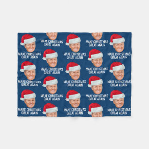 Trump with Santa Hat - Make Christmas Great Again Fleece Blanket