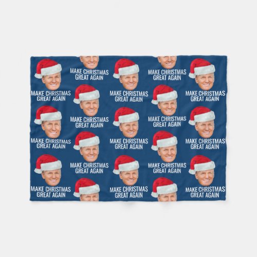 Trump with Santa Hat _ Make Christmas Great Again Fleece Blanket