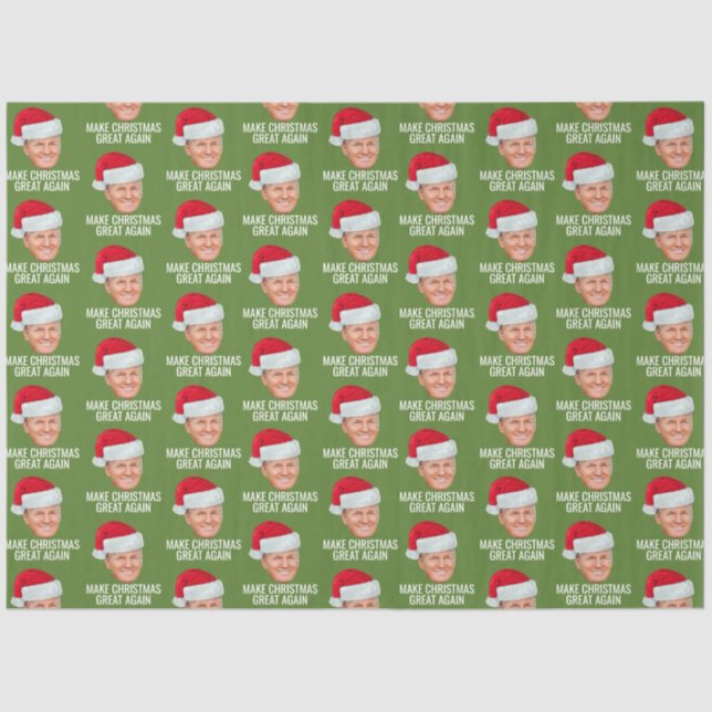 Trump with Santa Hat - Make Christmas Great Again Tissue Paper (Front)