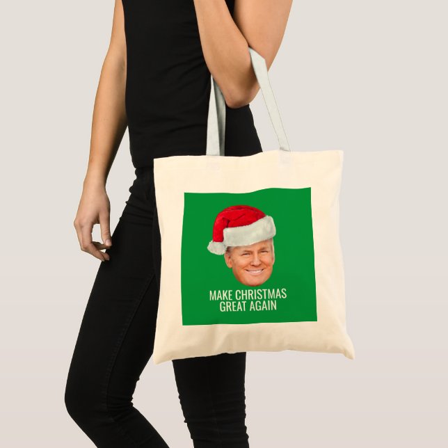 Trump with Santa Hat - Make Christmas Great Again Tote Bag (Front (Product))